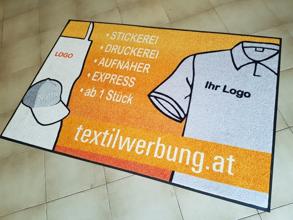 Bedruckte STICKDRUCK22 Fußmatte mit Textilwerbung Motiv
