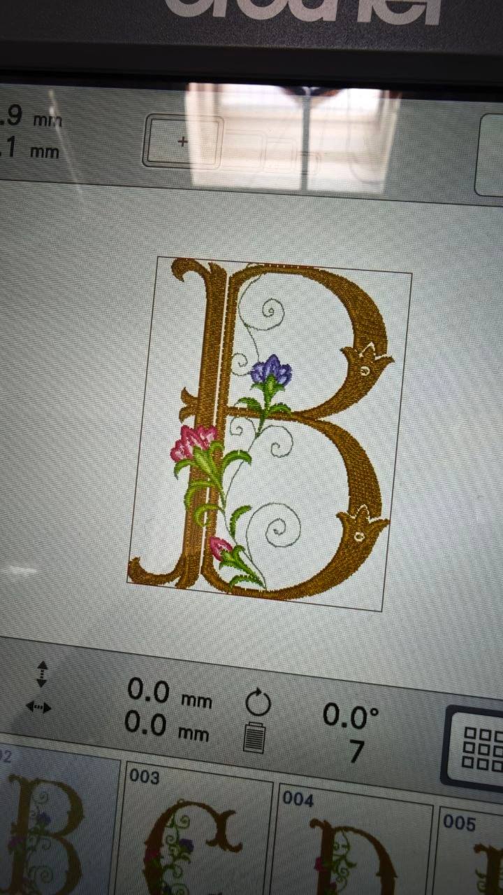 Stickmuster B mit Blumen am Brother Display