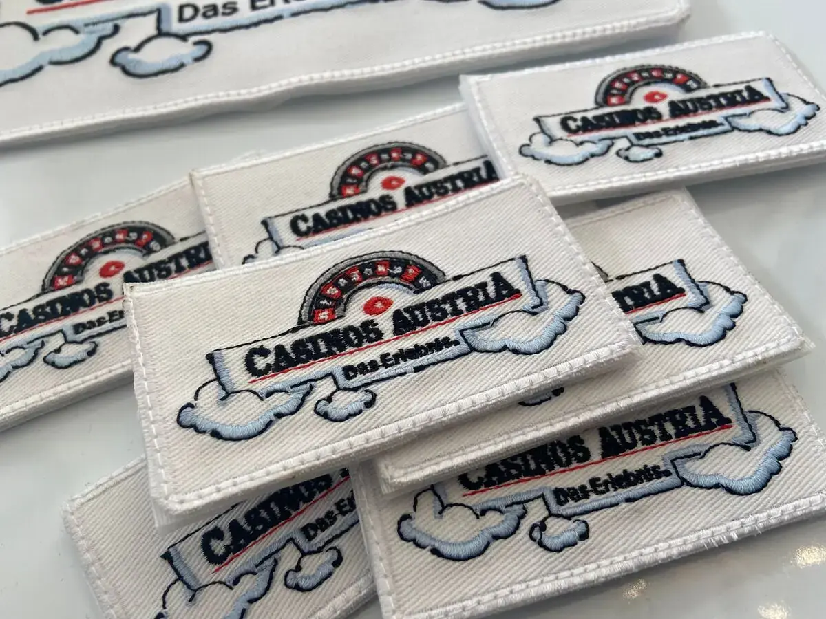 Klettaufnäher Stickerei Casino, gestickte Klett-Patches für Casinos Austria