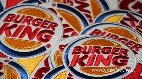 Burger King gestickte Aufnäher, vollgestickte Patches für Gastronomie Wien
